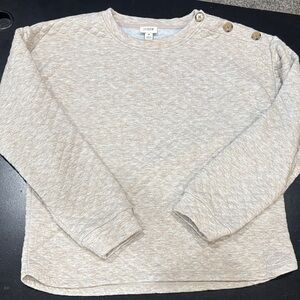 J. Crew Light Tan Quilted Pullover with Button Accents